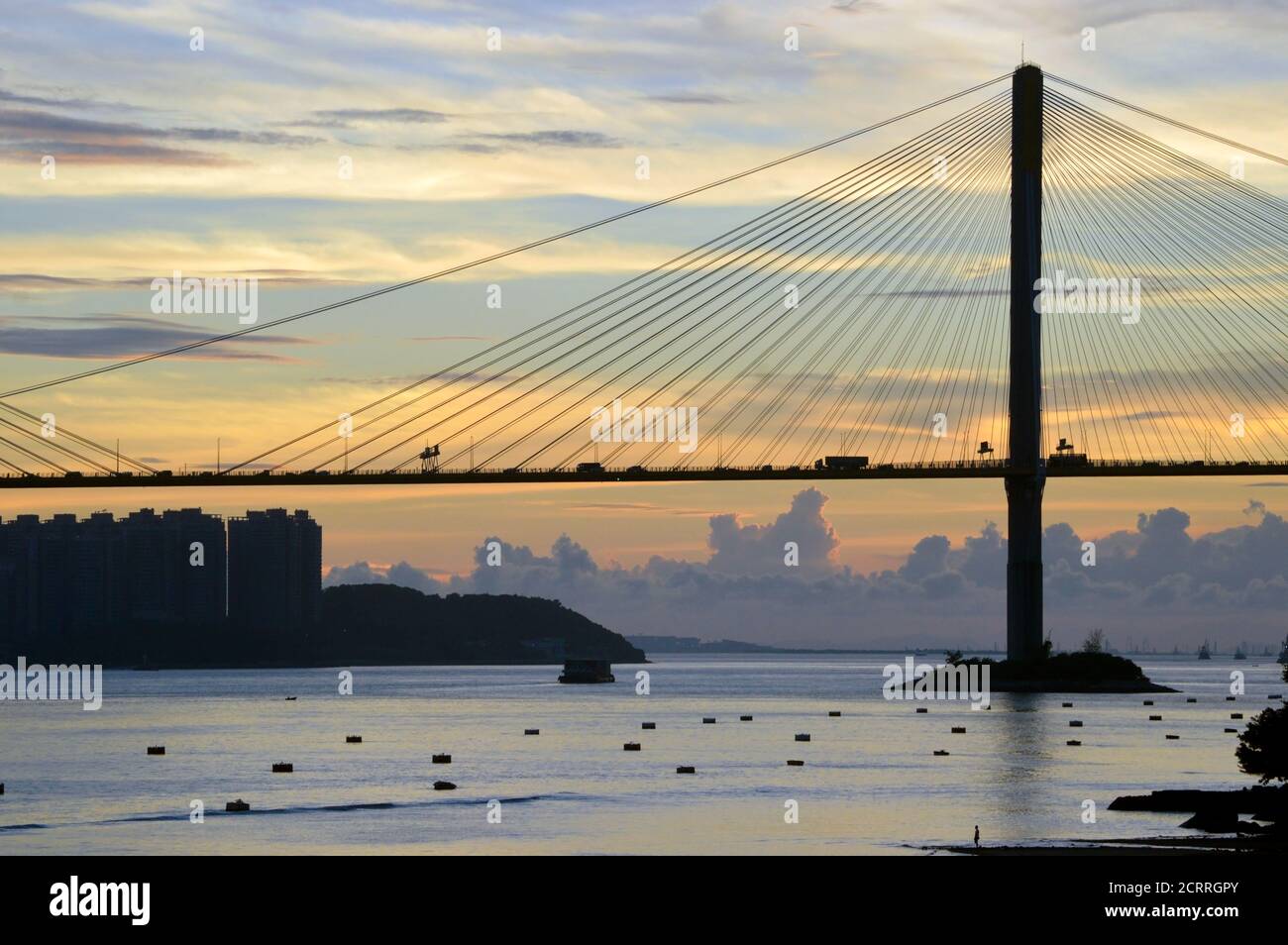 Cablestayed bridge at dusk (Ting Kau Bridge, Hong Kong Stock Photo Alamy