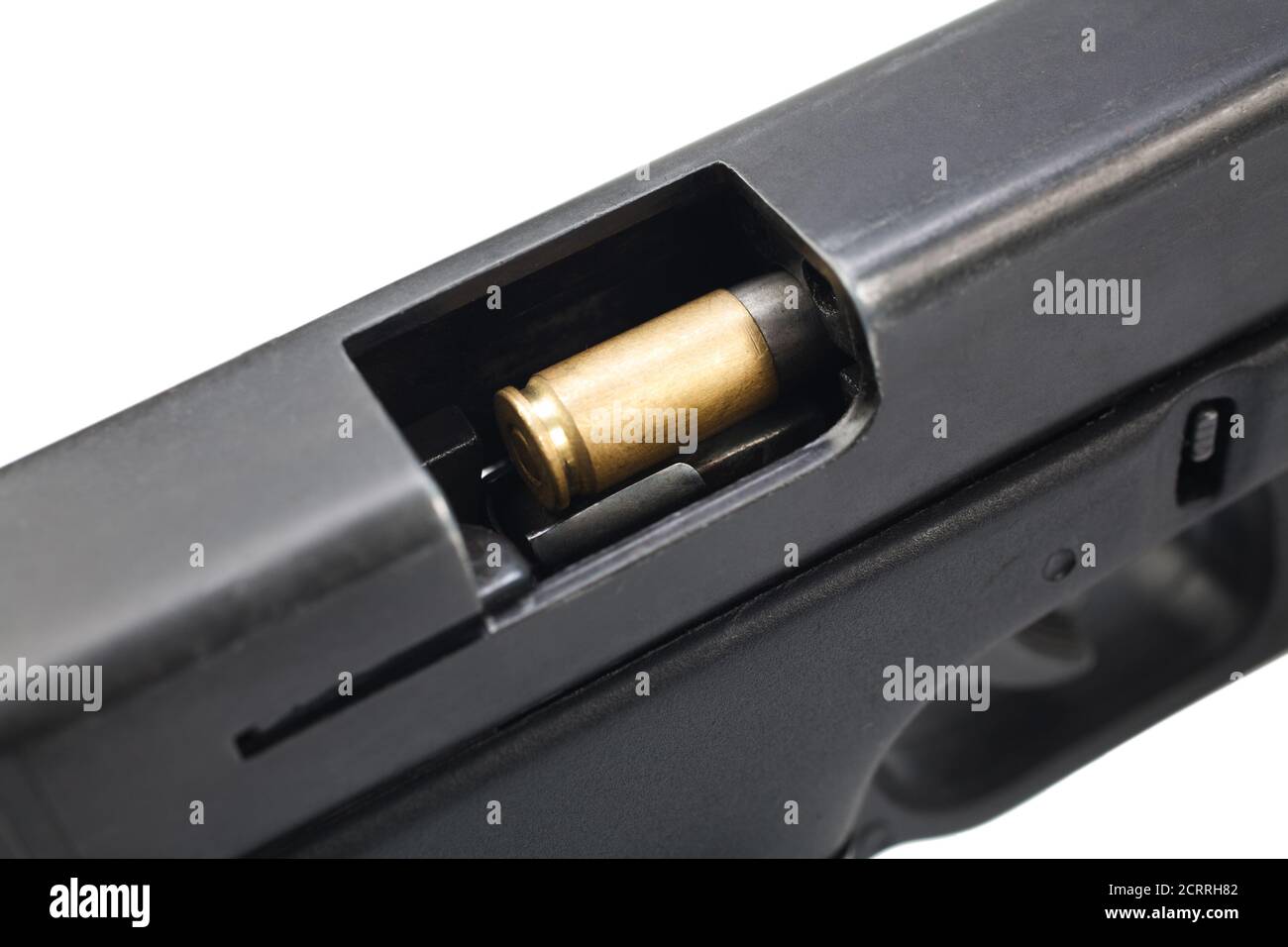 cartridge in the hand gun receiver Stock Photo