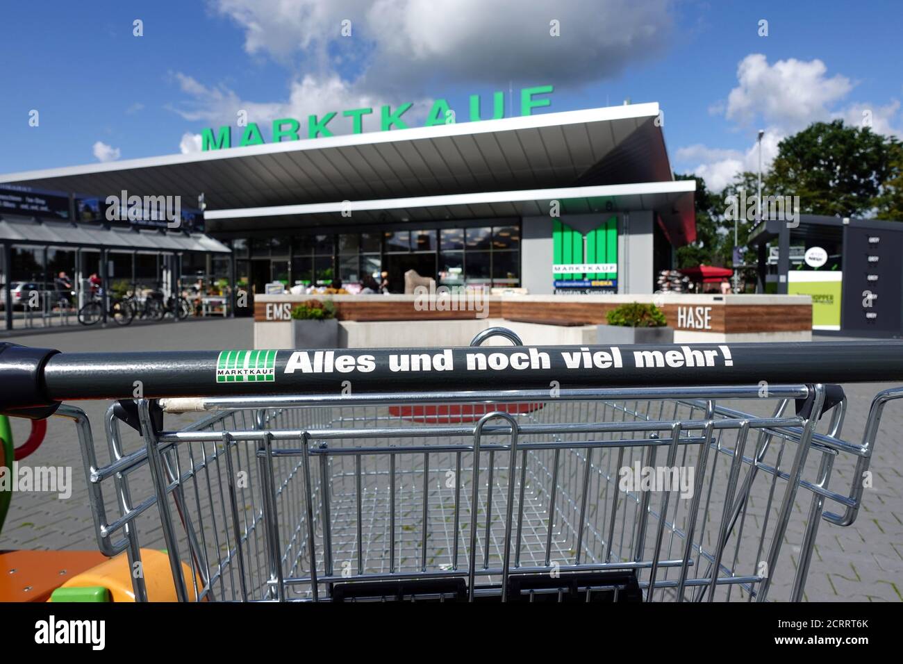 Marktkauf logo on supermarket cart Stock Photo