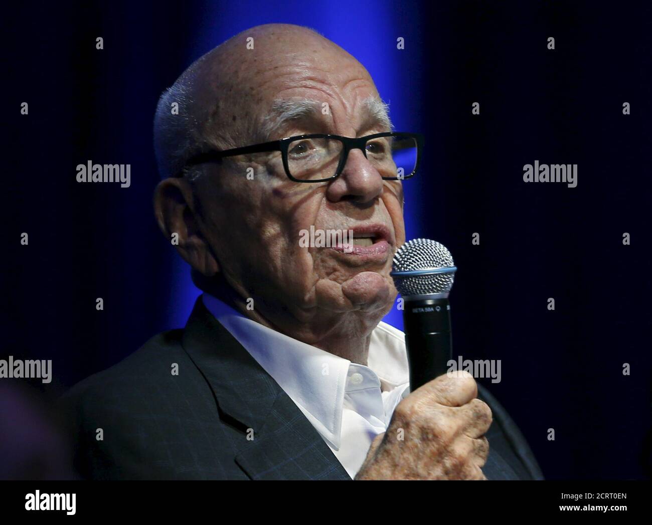 Rupert Murdoch, Executive Chairman of News Corp and 21st Century Fox, takes part as a judge during a global start up showcase at the Wall Street Journal Digital Live (WSJDLive) conference at the Montage hotel in Laguna Beach, California, October 20, 2015. REUTERS/Mike Blake Stock Photo