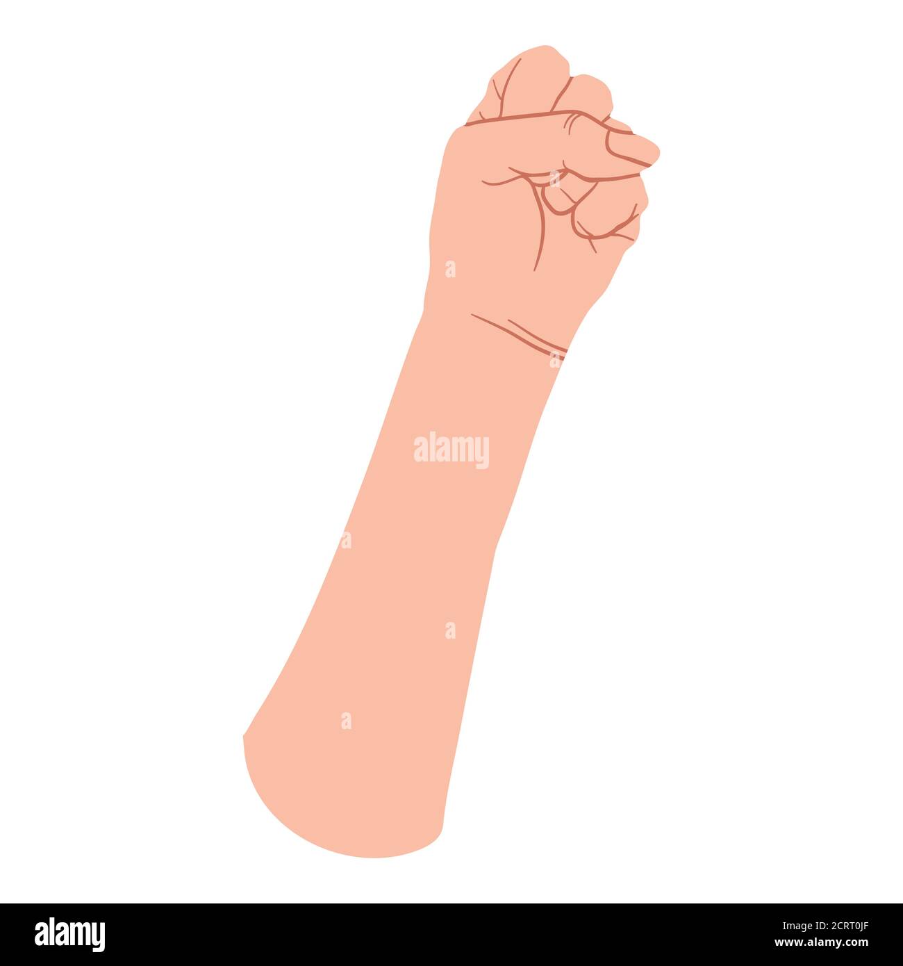 Hand gesture fist up.  Fight, freedom, winner and protest concept. Vector flat design in cartoon style. Isolated on white background. Stock Vector