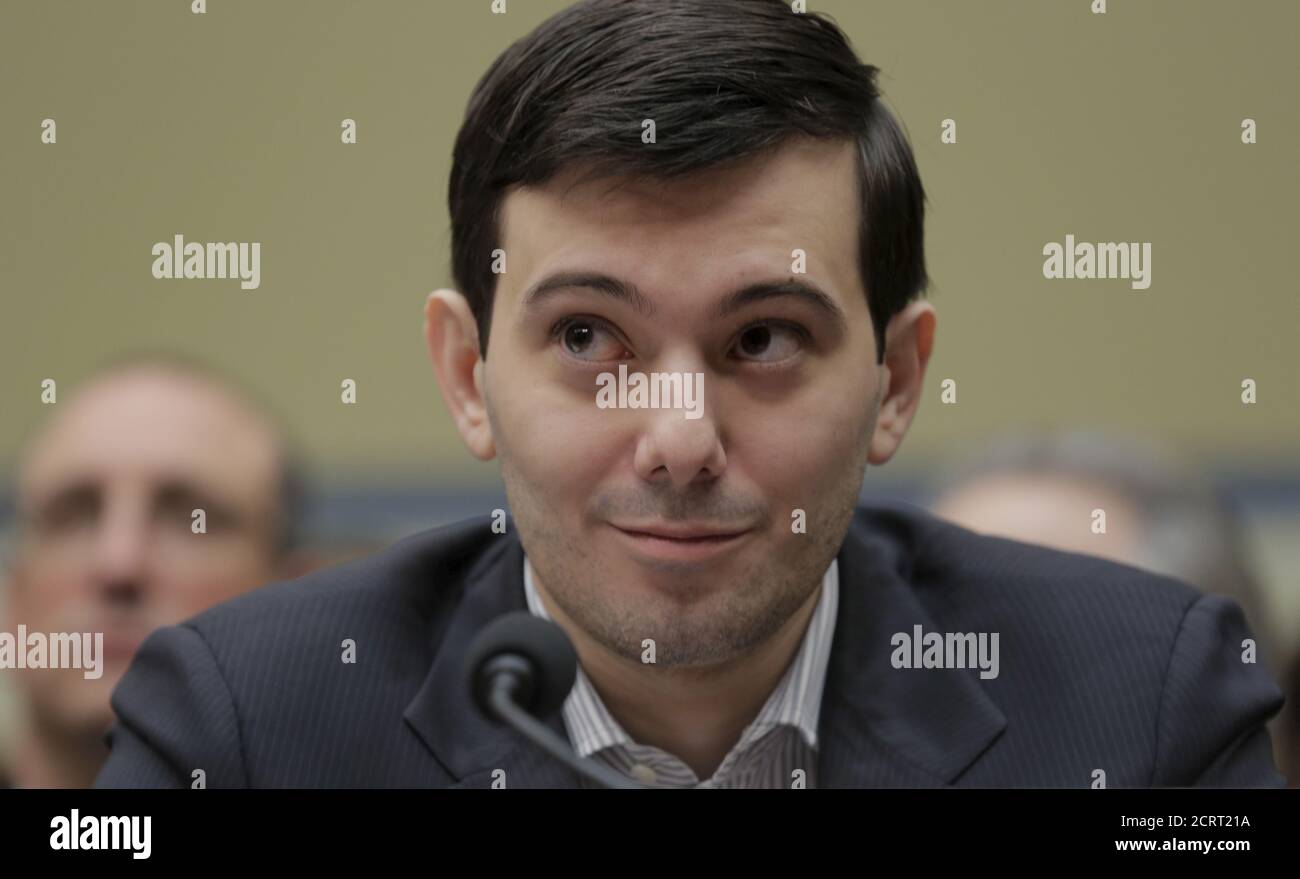 Martin Shkreli, former CEO of Turing Pharmaceuticals LLC, appears before a House Oversight and Government Reform hearing on Capitol Hill in Washington in this file picture taken February 4, 2016.  REUTERS/Joshua Roberts/Files      TPX IMAGES OF THE DAY Stock Photo