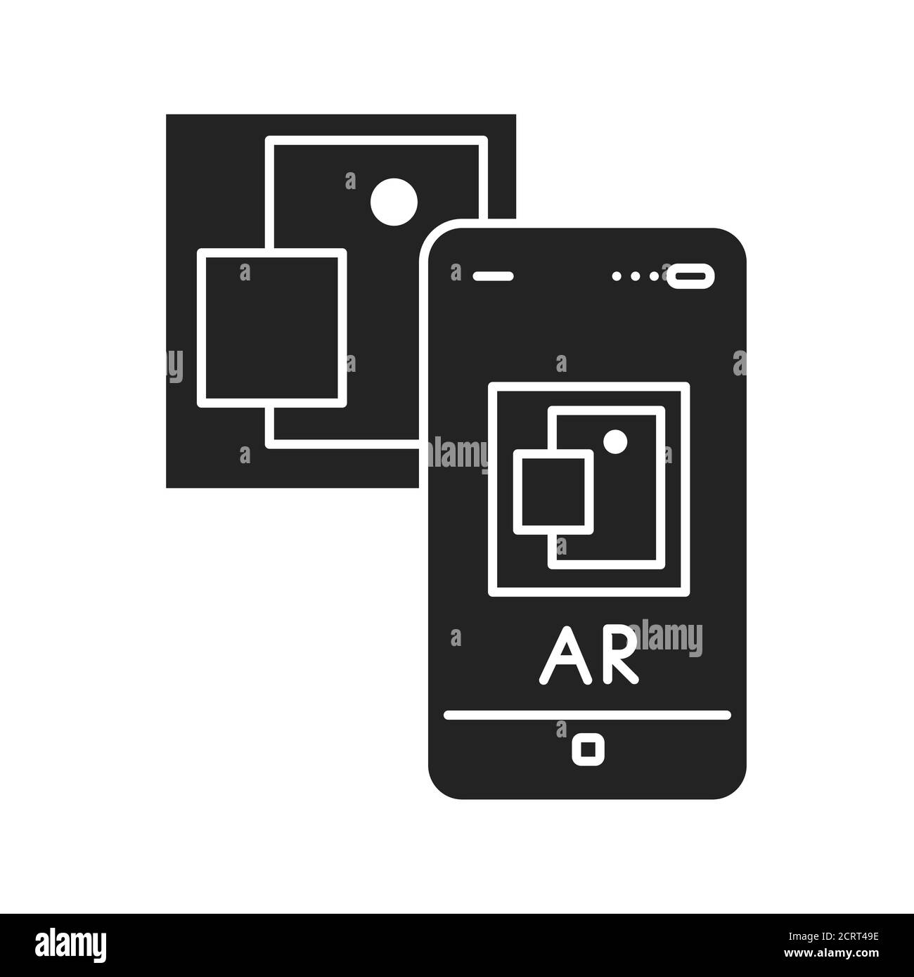 Augmented reality art gallery black glyph icon. Virtual exhibition