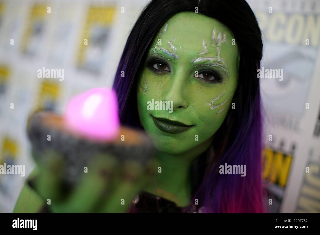 Attendee Emily poses for a picture during opening day of Comic Con International in San Diego, California, U.S., July 20, 2017.     REUTERS/Mike Blake Stock Photo