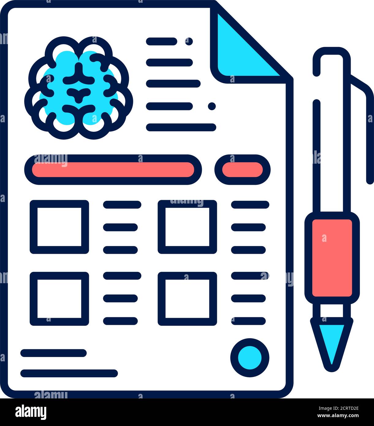 Diagnosis and treatment dementia line color icon. Medical clipboard