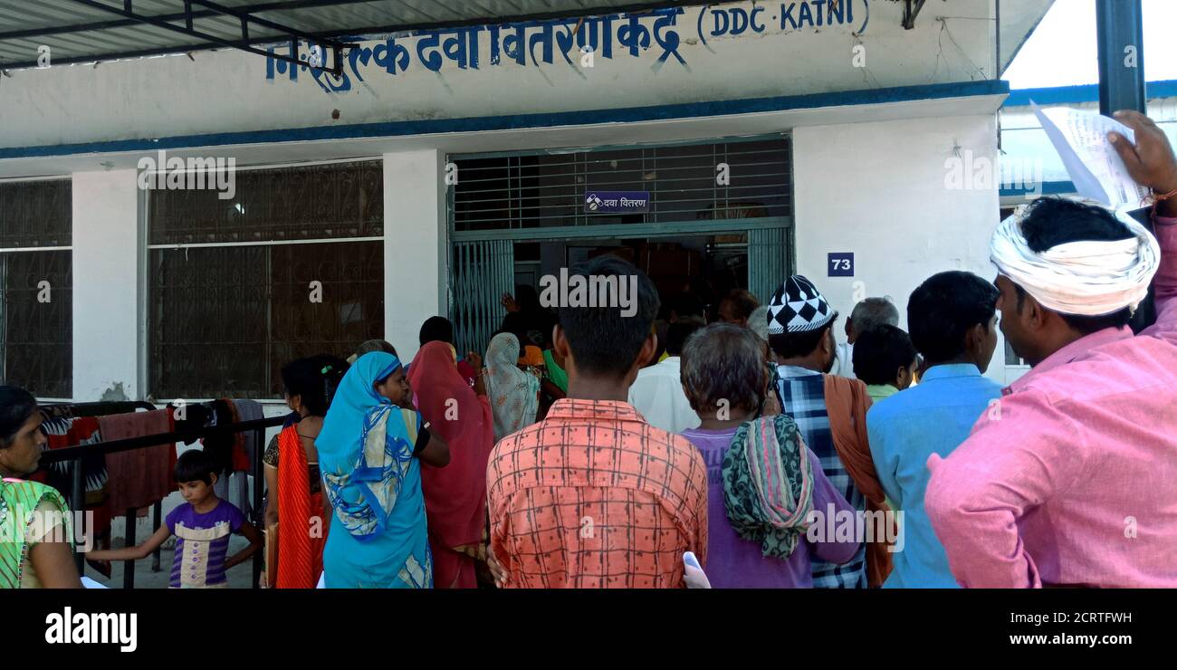 DISTRICT KATNI, INDIA AUGUST 13, 2019 Indian village people que on