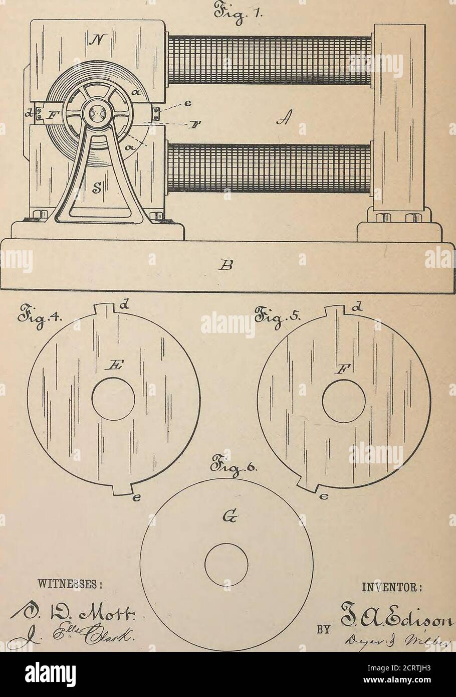 . Collection of United States patents granted to Thomas A. Edison, 1869-1884 . (No Model.) 2 Sheets—Sheet 1. T. A. EDISON. DYNAMO OR MAGNETO ELECTRIC MACHINE. No. 263,148. Patented Aug, 22, 1882.. WITNESSES: INVENTOR:ATTORNEYS. N. PETERS. Pliolo-Lithographer. Washington. D. C Stock Photo
