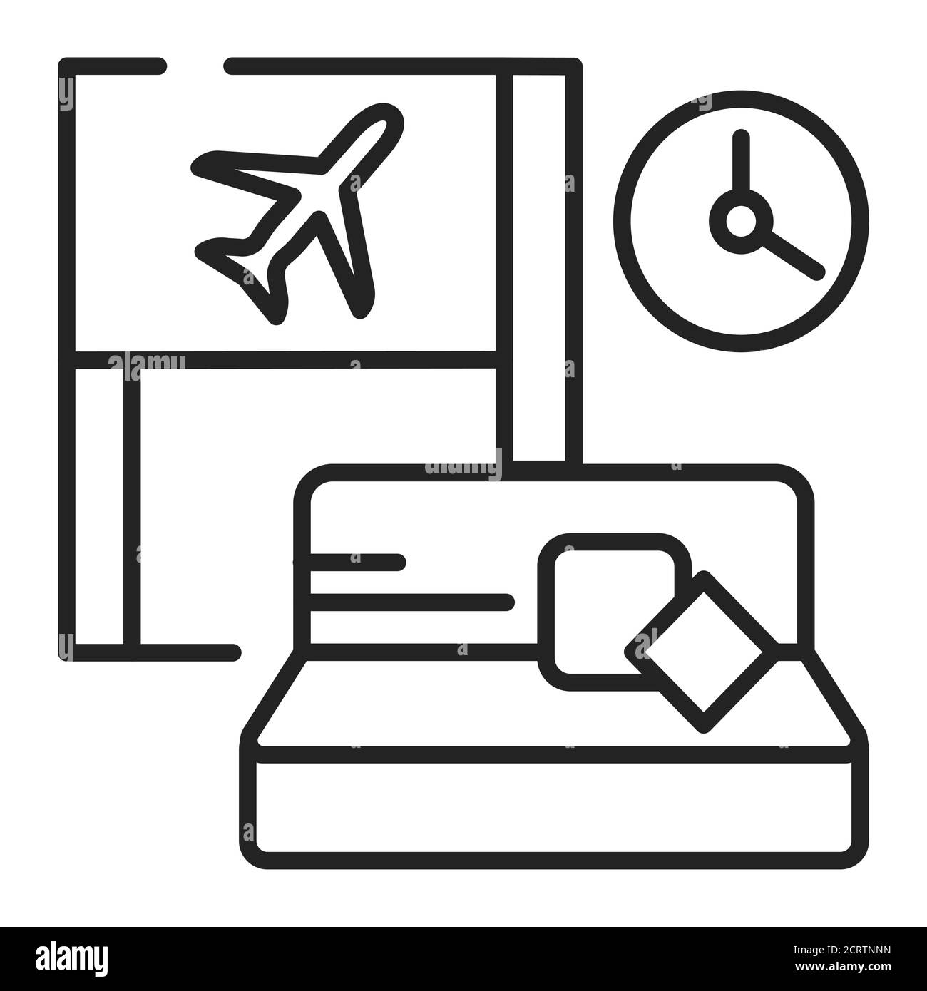 Waiting room black line icon. A special room in the airport, where people wait for their flight. Pictogram for web page, mobile app, promo. UI UX GUI Stock Vector