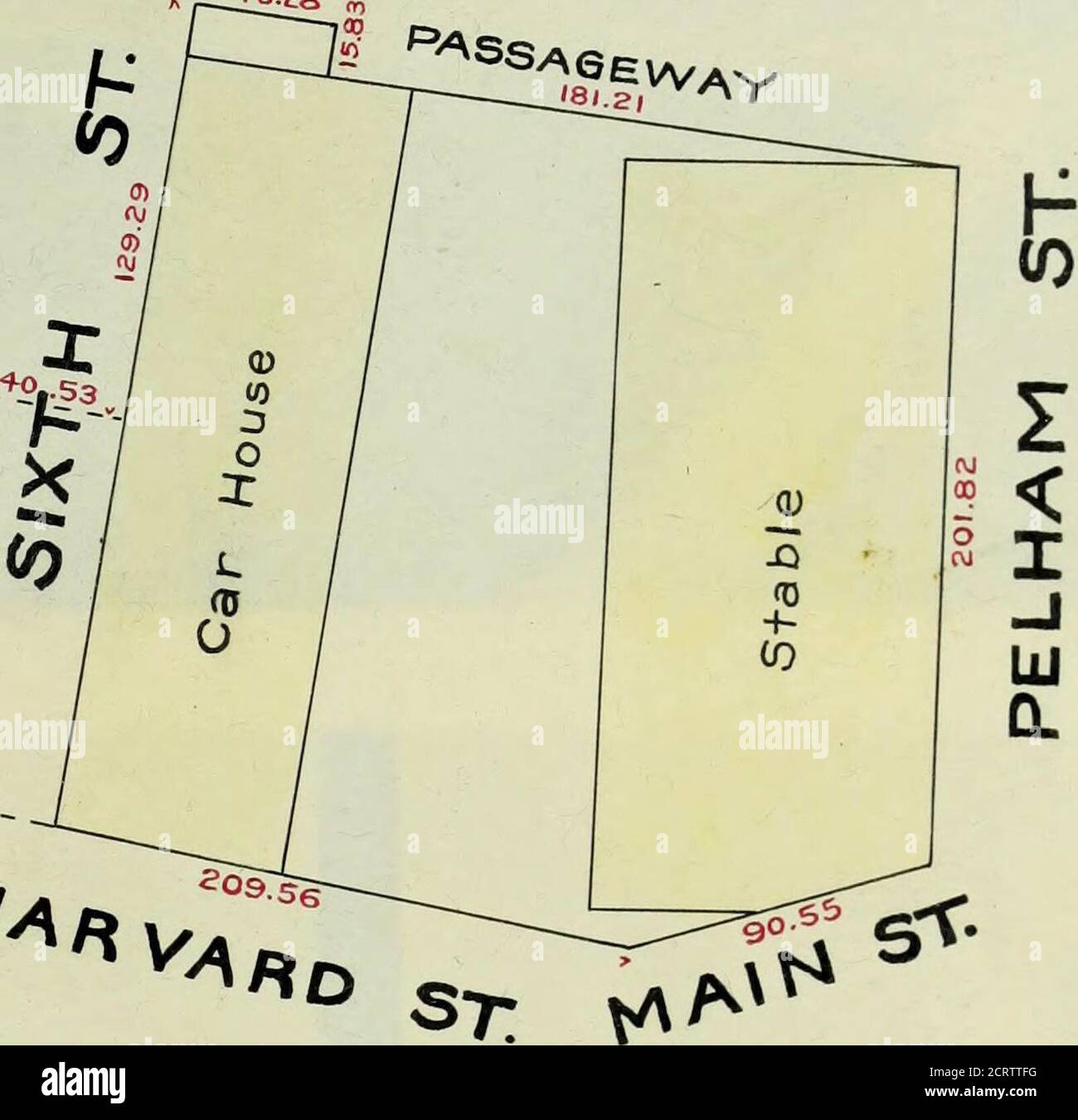 Inventory of the West End Street Railway Company . 218 *°za o/ — / / *M* IS  pASs 3£f,^AY. Sixth St. Car House Lot CAMBRI DQE Area 55935 Sq.Feet  Scale,lin.-80ft. 0c+ober,l89Z