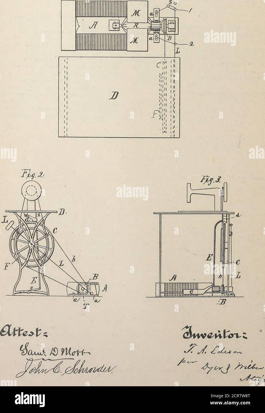 . Collection of United States patents granted to Thomas A. Edison, 1869-1884 . (No Model.) T. A. EDISON.Brake for Electro-Magnetic Motors No, 228,617. Patented June 8, 1880. Fn1-. n.peters. photo-lithographer, Washington, o. c. United States Patent Office. THOMAS A. EDISON, OF MBNLO PAEK, NEW JERSEY.BRAKE FOR ELECTRO-MAGNETIC MOTORS. SPECIFICATION forming part of Letters Patent No. 228,617, dated June 8, 1880. Application filed March 20,1880. (JsTo model.) To all wliom it may concern : Be it known that I, Thomas A. Edison, ofMenlo Park, in the county of Middlesex andState of New Jersey, have i Stock Photo