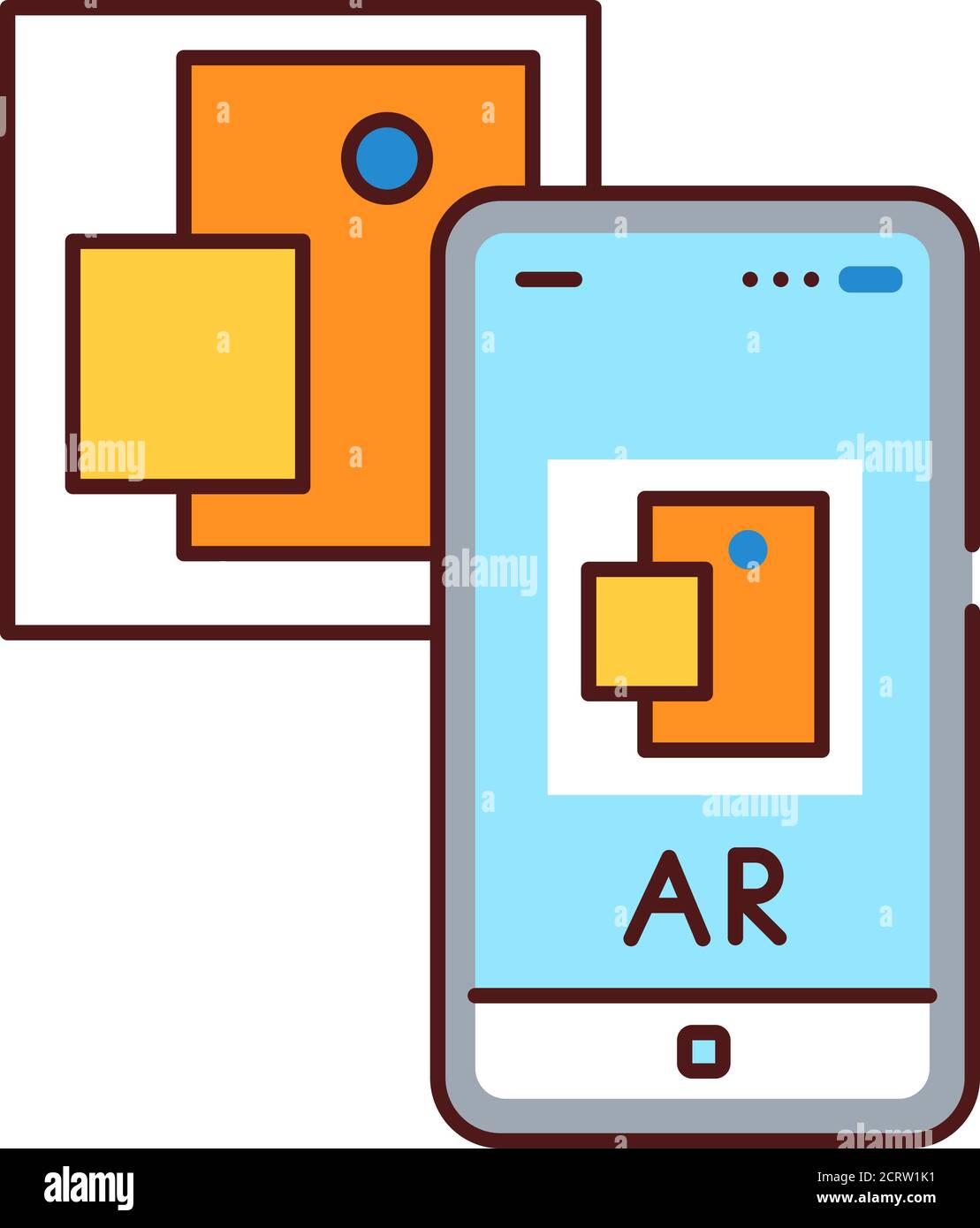 Augmented reality art gallery color line icon. Virtual exhibition