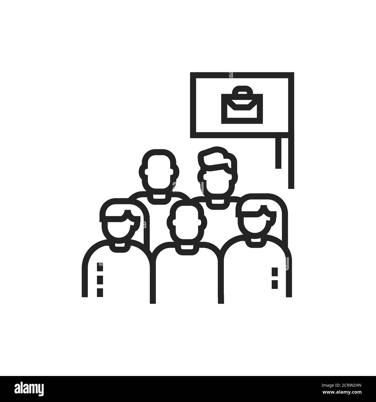 Work protest line black icon. Employees and work stoppage. Labor movement. Social protest. Pictogram for web page, mobile app, promo. Editable stroke Stock Vector