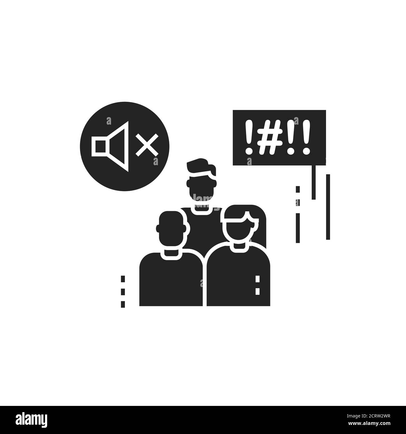 Silent protest glyph black icon. Non verbal communication. Social protest. Pictogram for web page, mobile app, promo. Stock Vector