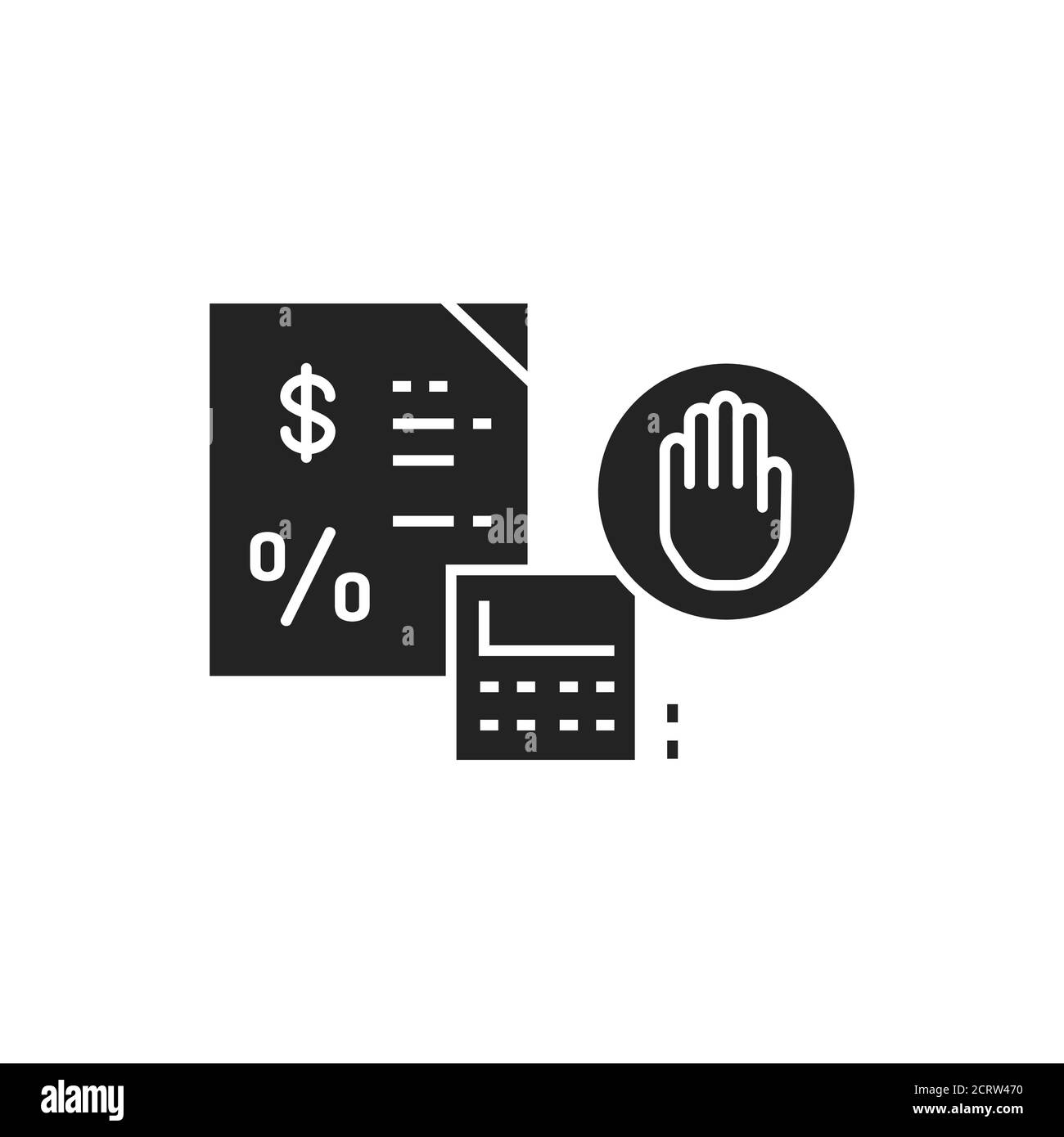 Tax resistance glyph black icon. Protesting against government, labor movement. Social protest. Pictogram for web page, mobile app, promo. Stock Vector