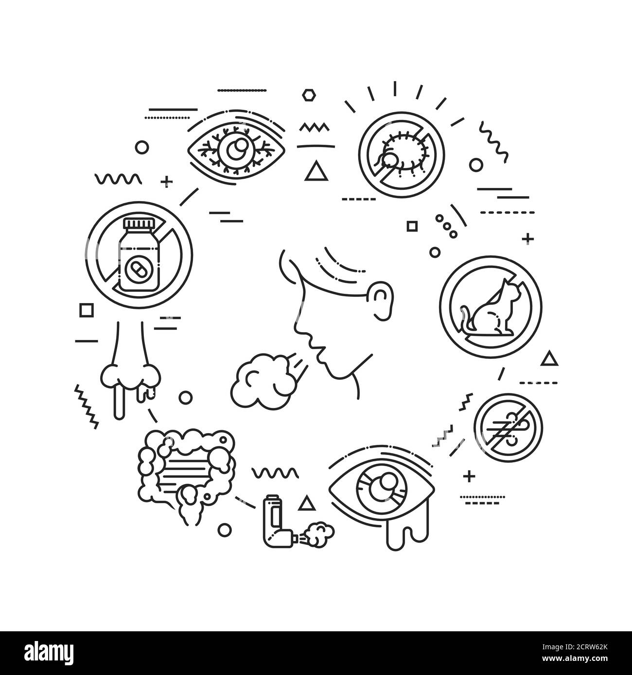 Allergy symptoms web banner. Dermatological, infectious disease