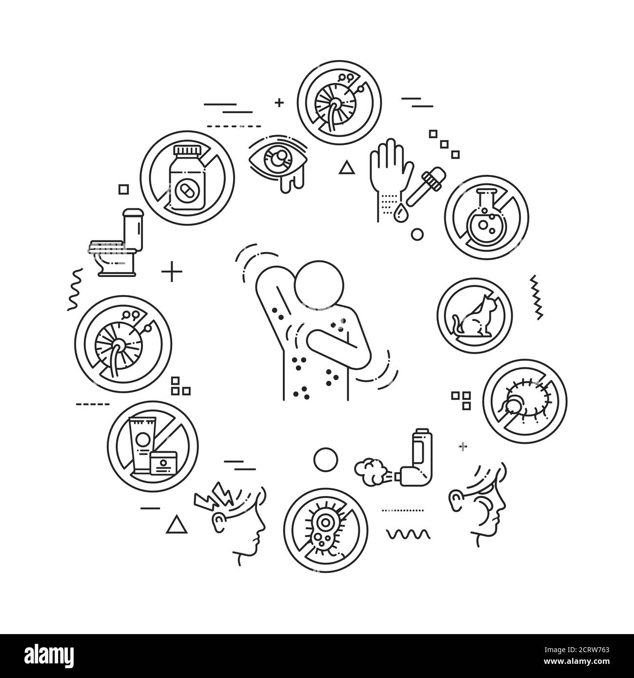 Allergy symptoms web banner. Dermatological, infectious disease