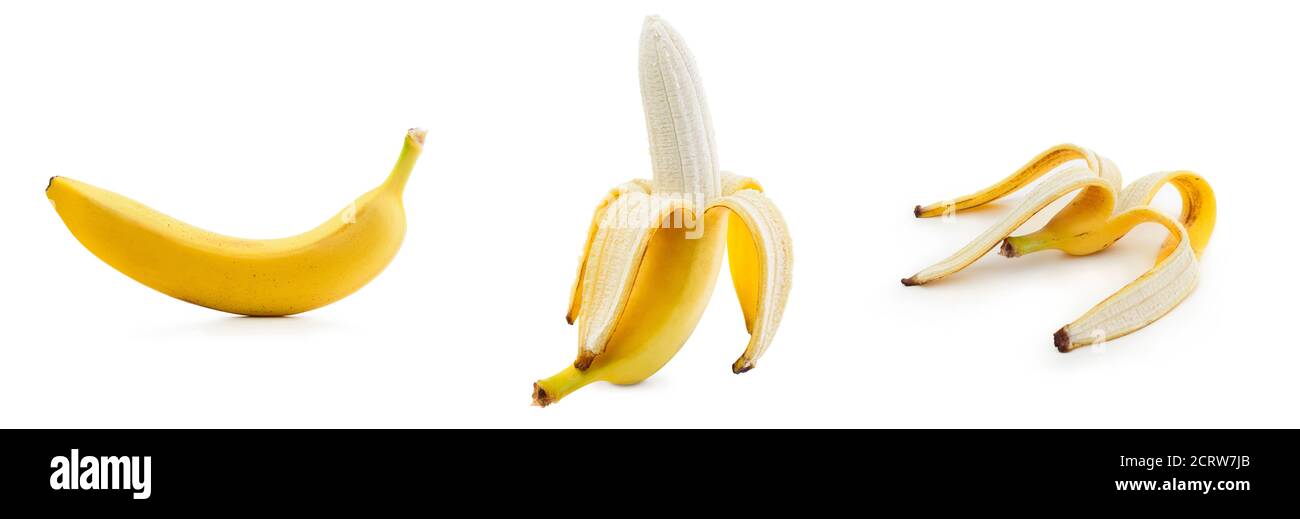Fresh bananas isolated on white Stock Photo