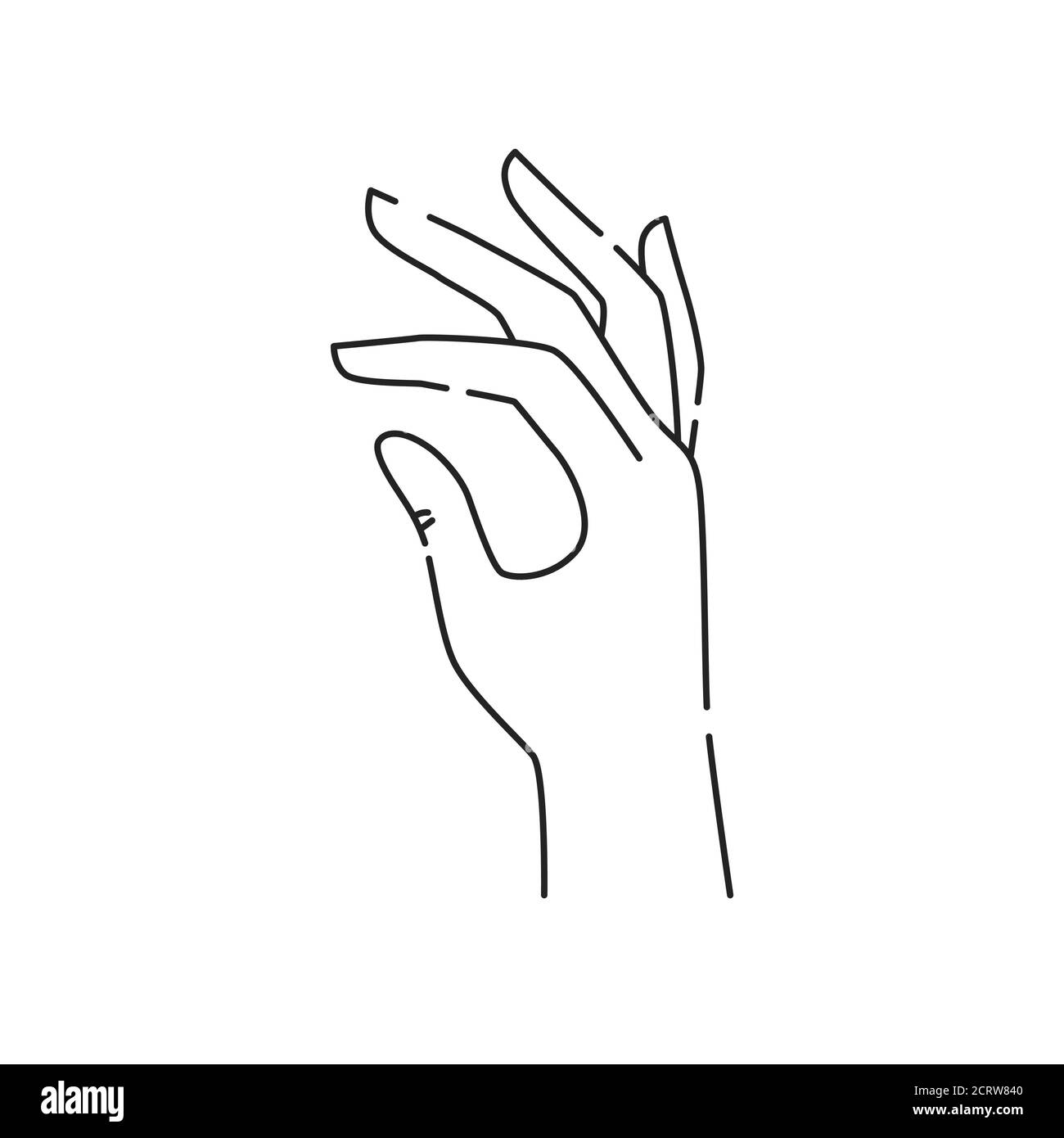 Normal human hand line black icon. Make fingers up gesture sketch ...