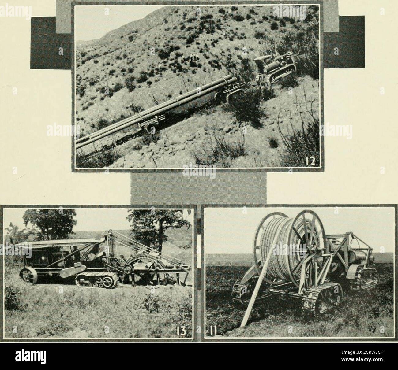 . Bell telephone magazine . Figure 10. Aerial Type of Toll Cable Construction Figure 11. Placing Tape Armored Type Toll Cable Figure 12. Transporting Poles up Steep Grades on Tractors and Trailers over Private Right-of-Way Figure 13. Heavy Duty Trenching Machine Stock Photo