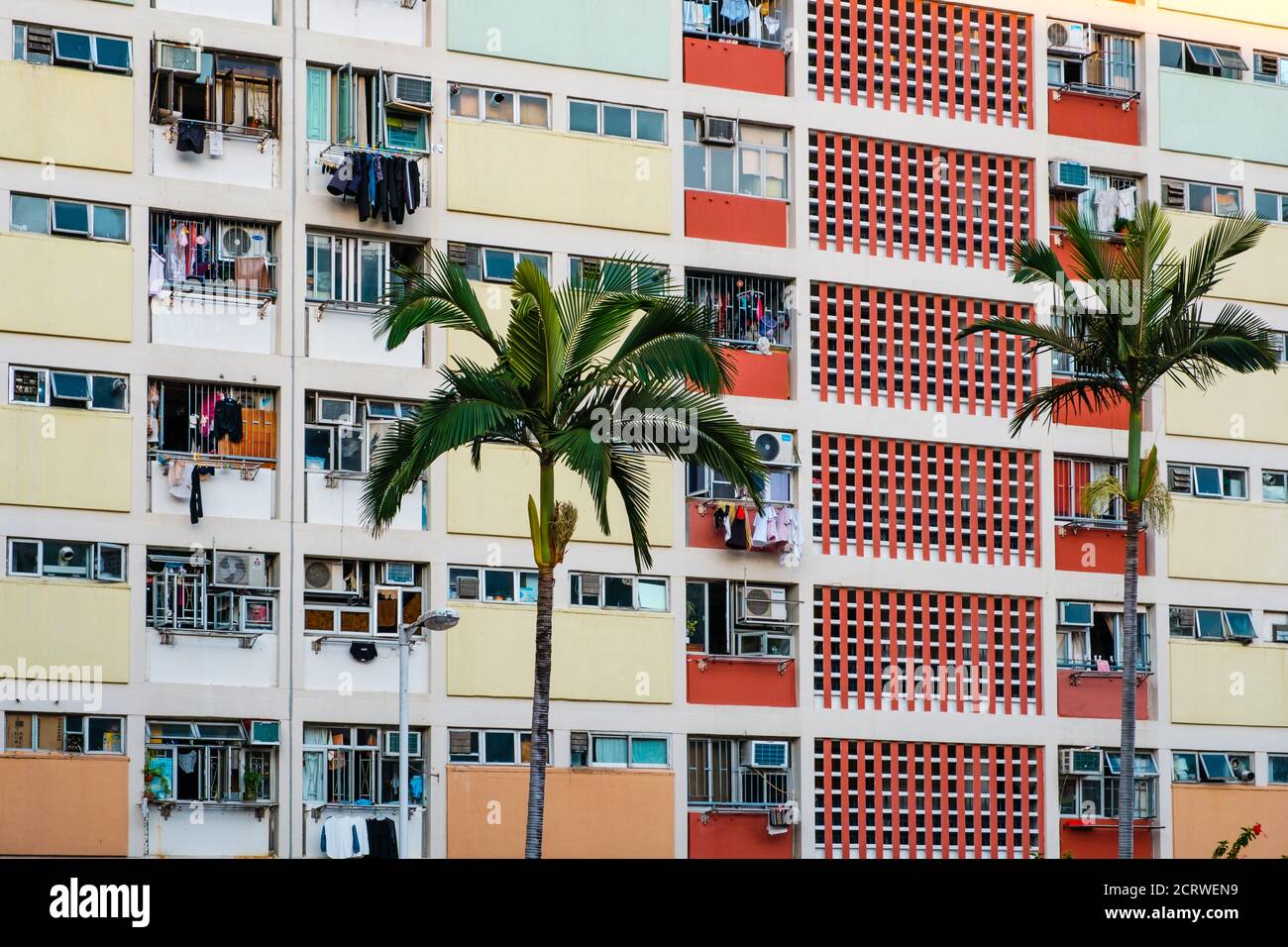 colorful residential building facade in Hong Kong Stock Photo - Alamy