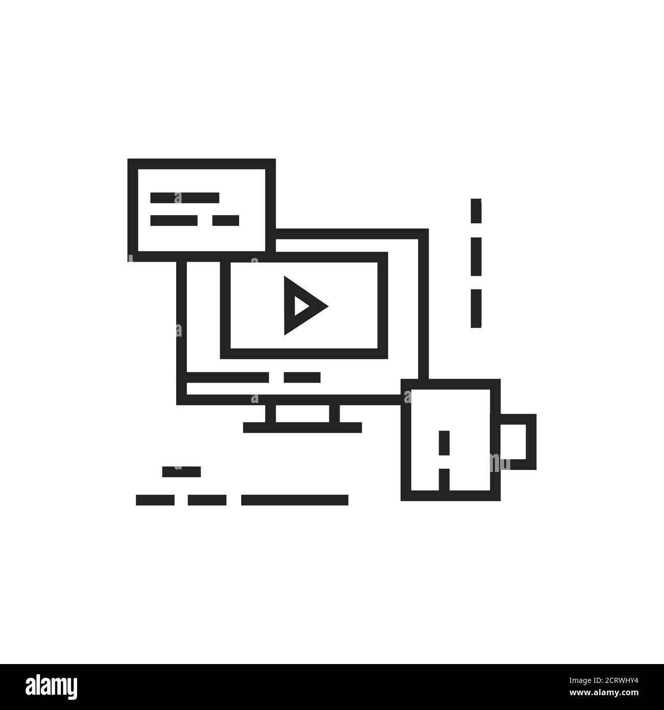 Distance learning black line icon. Online training courses. Pictogram for web page, mobile app. UI UX GUI design element. Editable stroke. Stock Vector