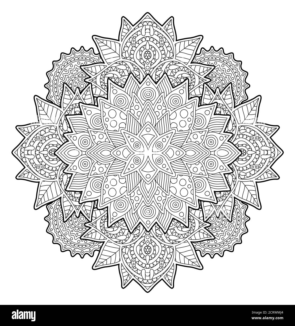 Beautiful adult coloring book page with abstract pattern on white background Stock Vector