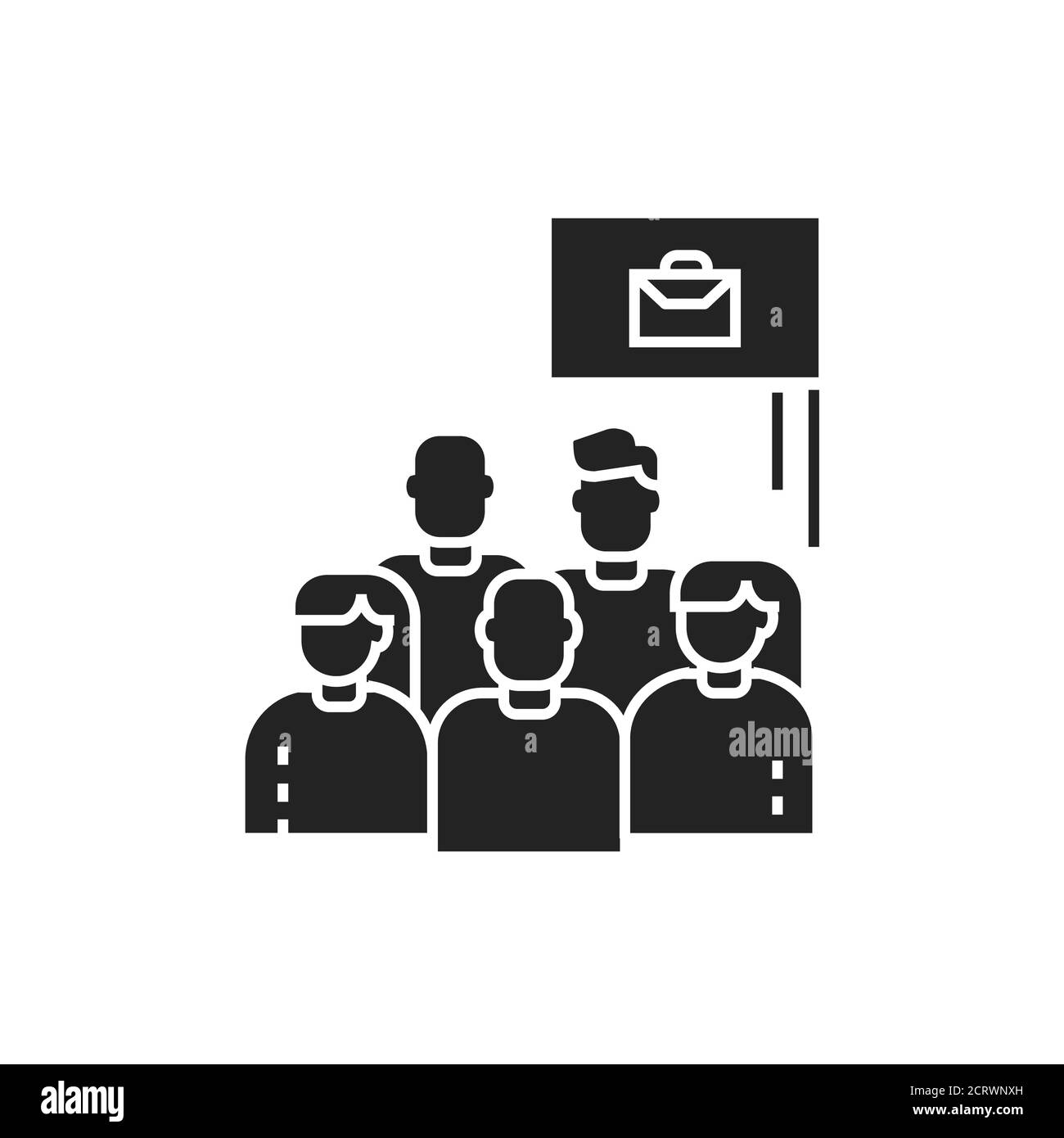 Work protest glyph black icon. Employees and work stoppage. Labor movement. Social protest. Pictogram for web page, mobile app, promo. Stock Vector