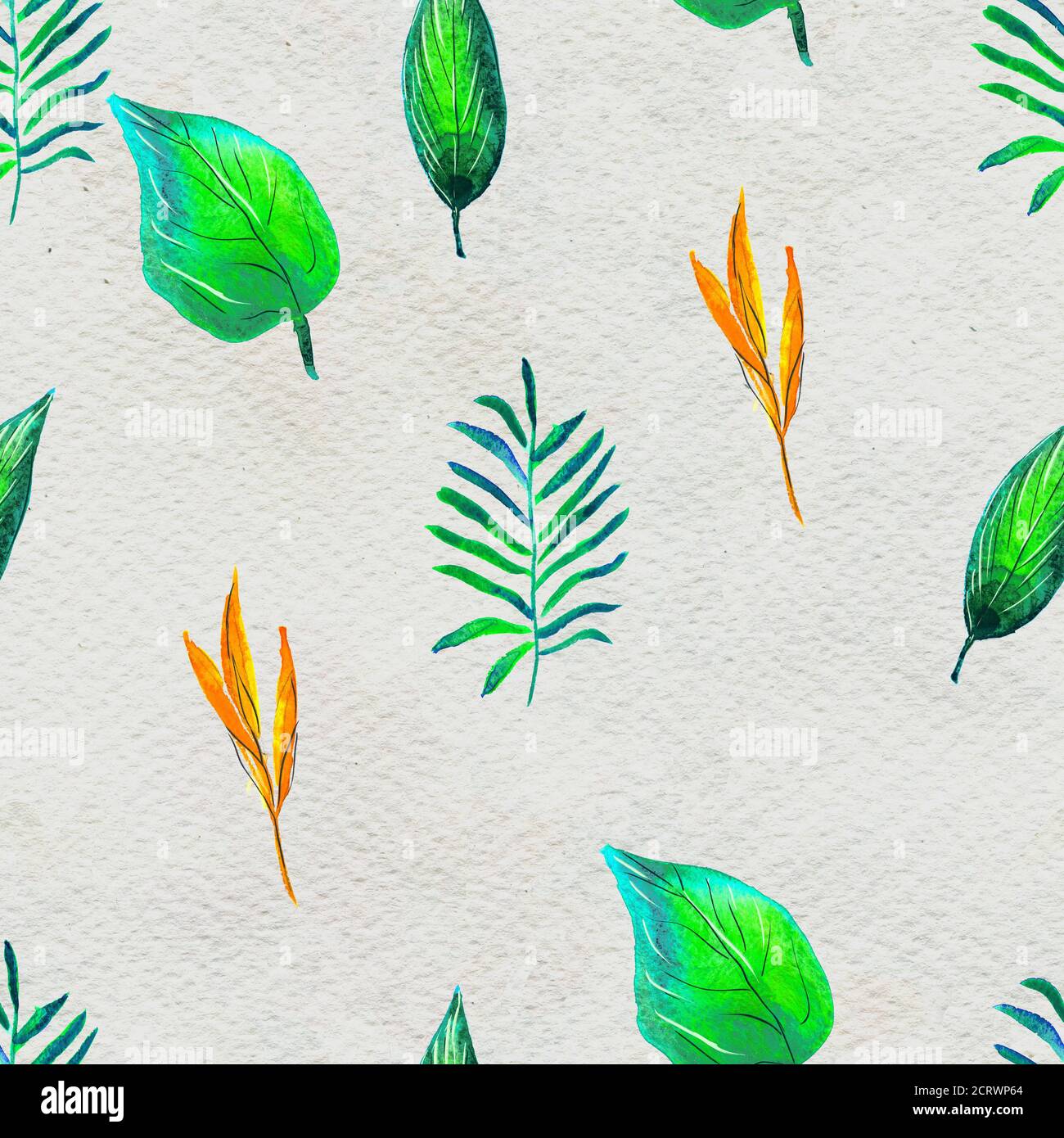 Seamless pattern With Tropical leaves. Watercolor Background Stock ...