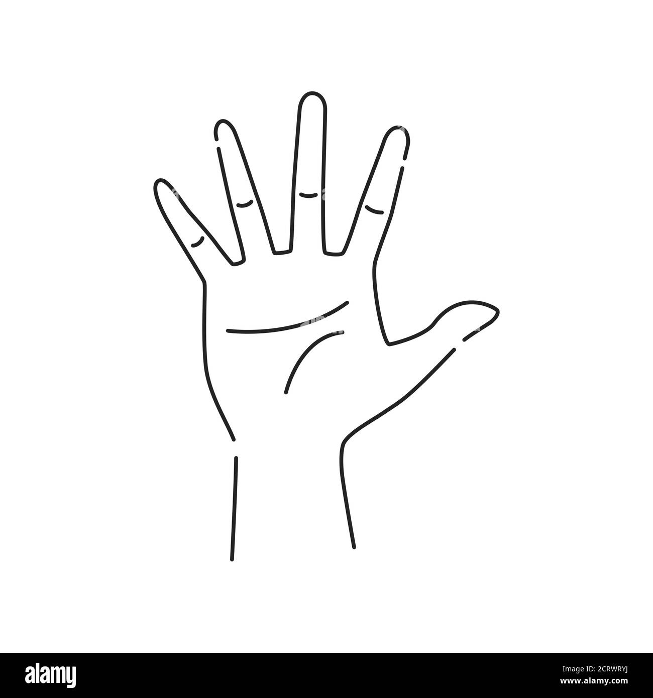 Five fingers gesture line black icon. Make fingers up gesture sketch