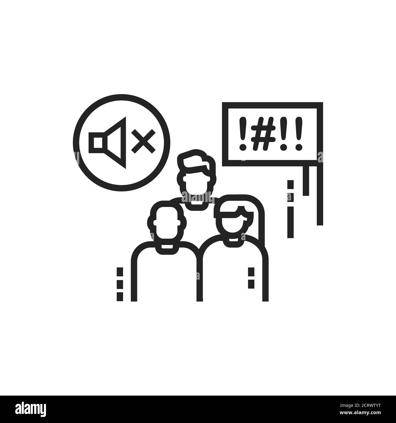 Silent protest line black icon. Non verbal communication. Social protest. Pictogram for web page, mobile app, promo. Editable stroke. Stock Vector