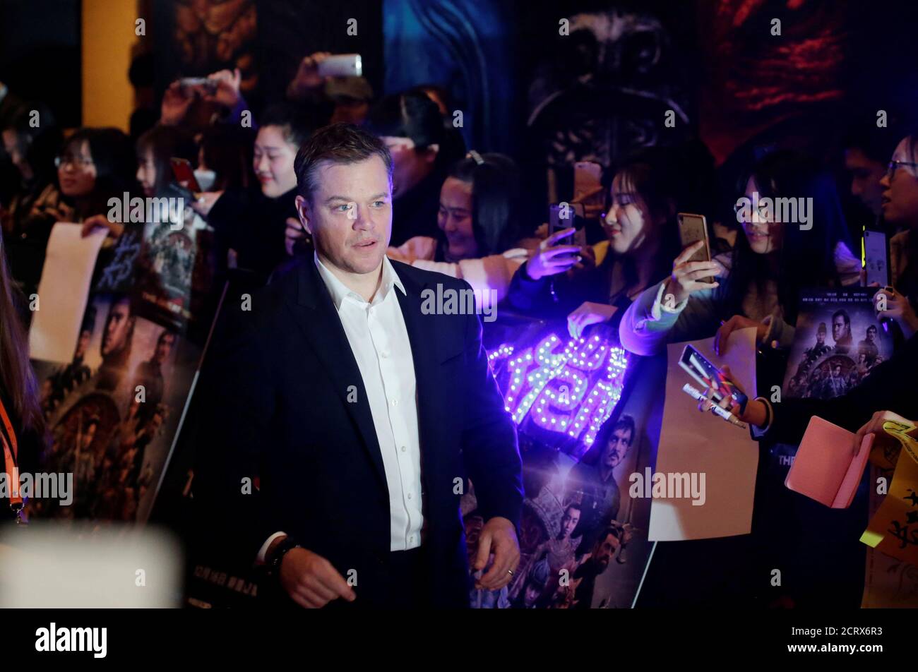 Actor Matt Damon attends a red carpet event promoting Chinese director Zhang Yimou's latest film 'Great Wall' in Beijing, China December 6, 2016. REUTERS/Jason Lee Stock Photo
