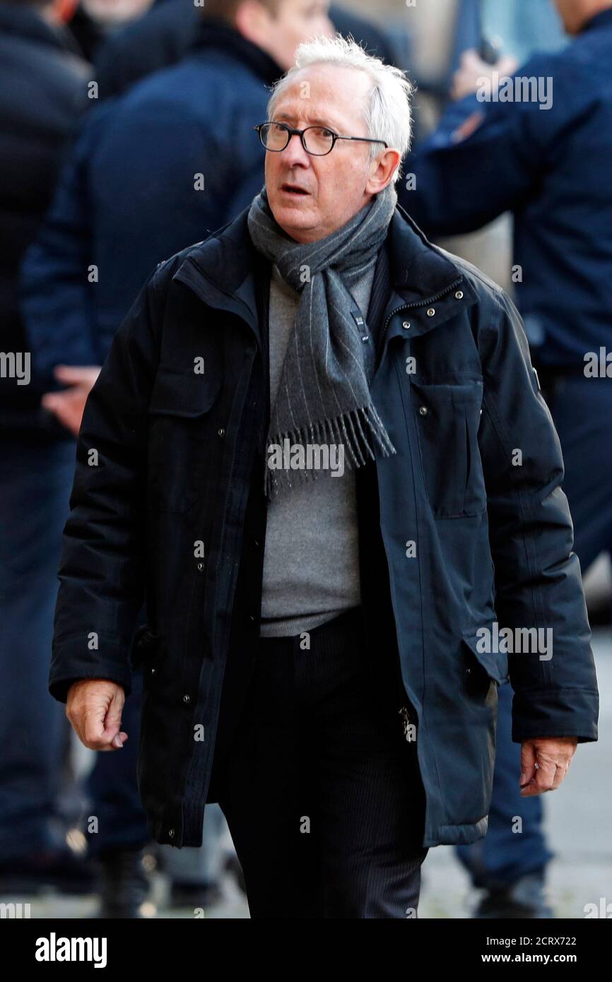 Franck Riboud Chairman Of The Board Of Directors Of French Food Group Danone Arrives To Attend The Funeral Of Former Cfdt Labour Union Leader Francois Chereque In Paris France January 5 2017