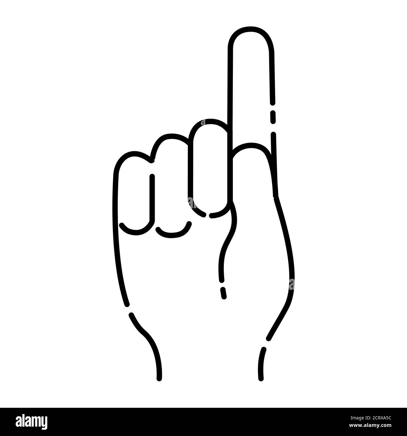 Pointing hand black line icon. Make the index finger up gesture. Pictogram for web page, mobile app, promo. UI UX GUI design element. Editable stroke Stock Vector