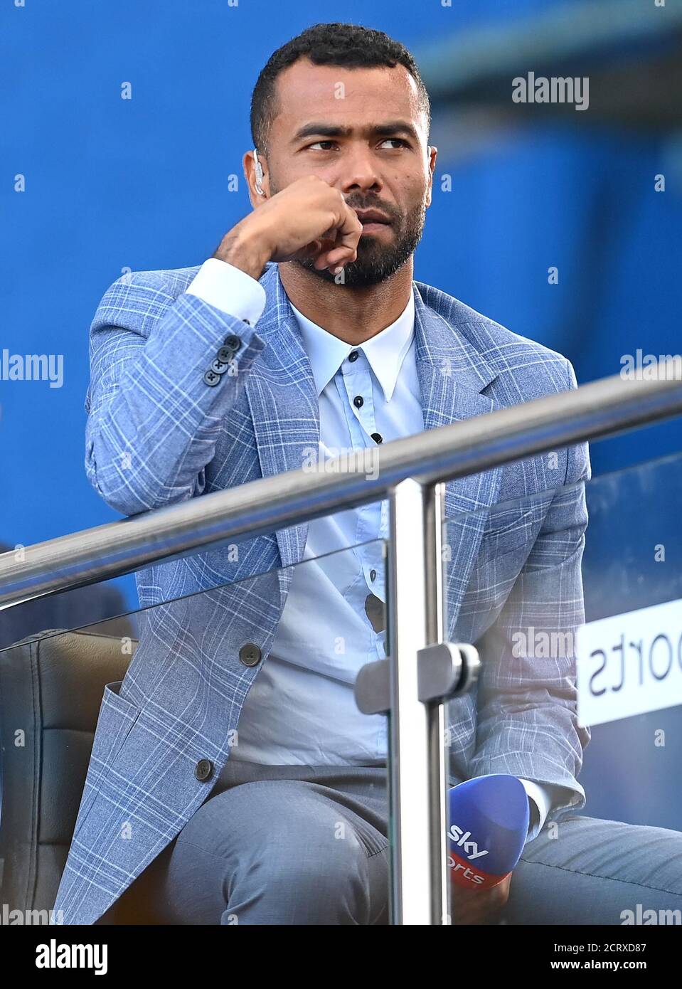 Sports presenter and former Chelsea player Ashley Cole before the Premier League match at Stamford Bridge, London. Stock Photo