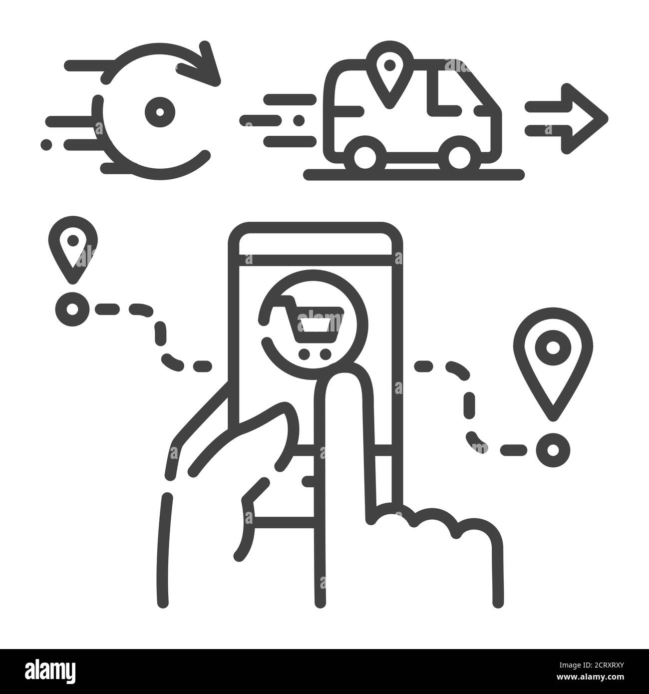 Online delivery service black line icon. Express shipping. Order tracking. Sign for web page