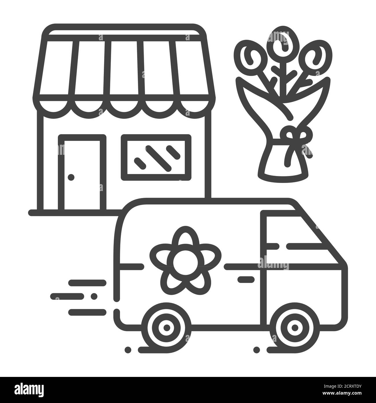 Delivery flower black line icon. Express shipping. Sign for web page ...