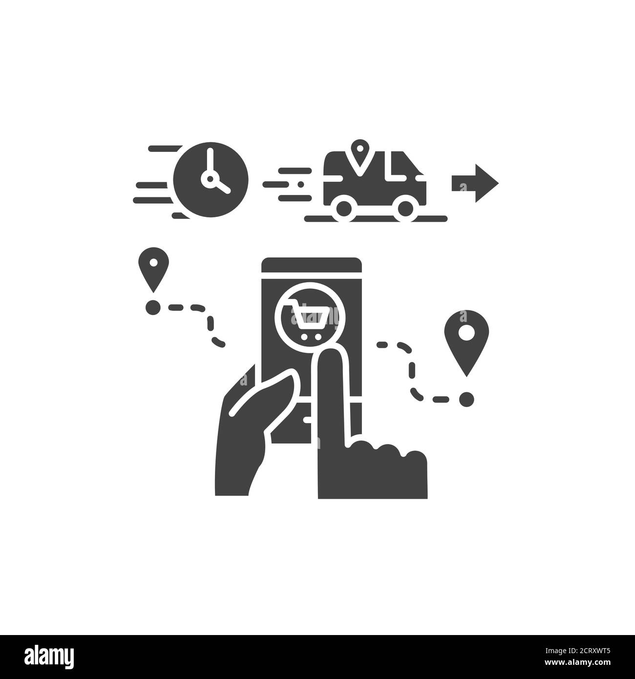 Online delivery service black glyph icon. Express shipping. Order