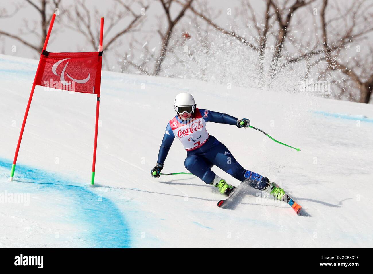 Alpine Skiing - Pyeongchang 2018 Winter Paralympics - Women's Super Combined Super-G - Visually Impaired - Jeongseon Alpine Centre - Jeongseon, South Korea - March 13, 2018 - Kelly Gallagher of Britain. REUTERS/Paul Hanna Stock Photo