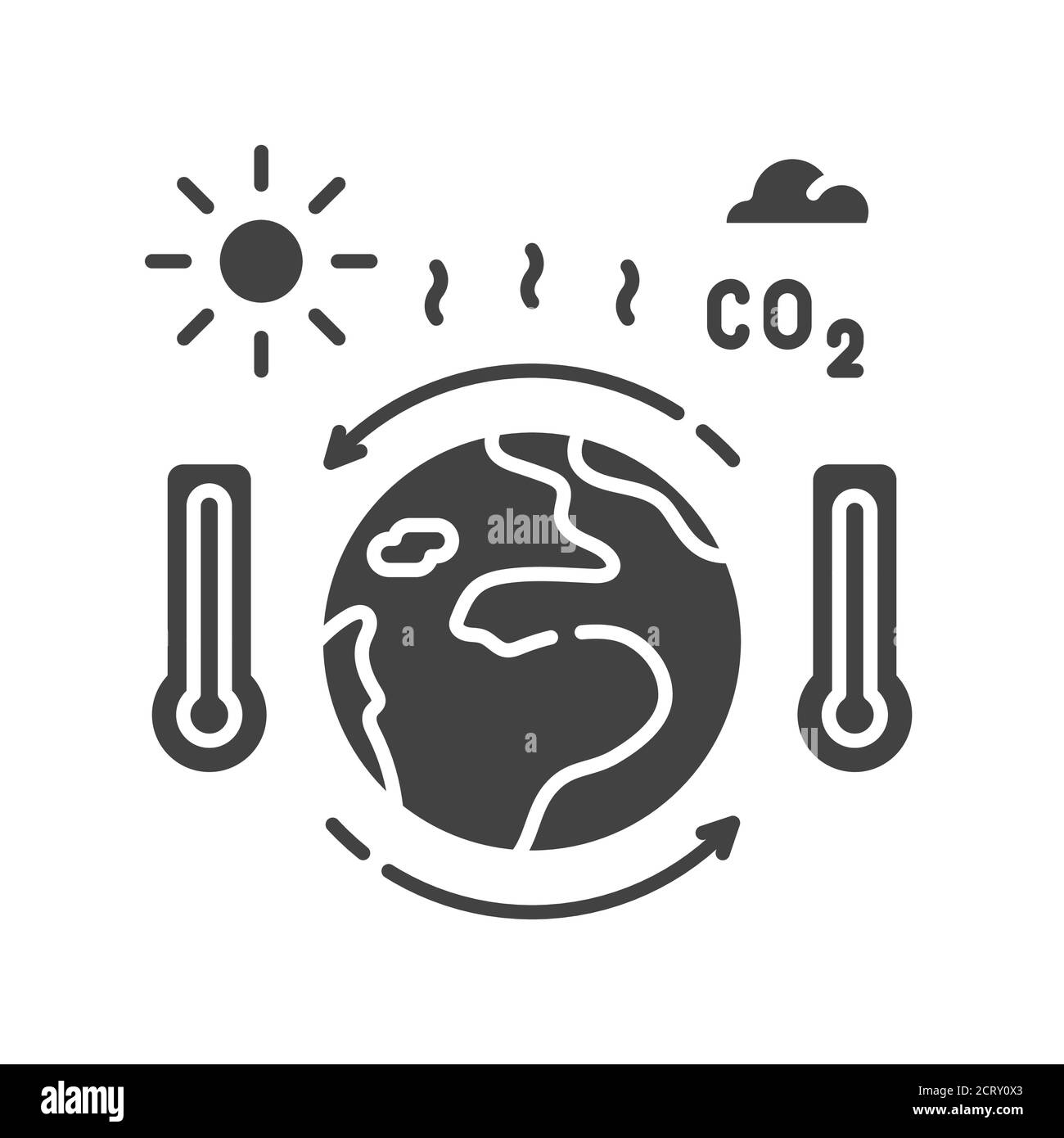 Climate change black glyph icon. Environmental problems. Sign for web page, app. UI UX GUI design element. Stock Vector