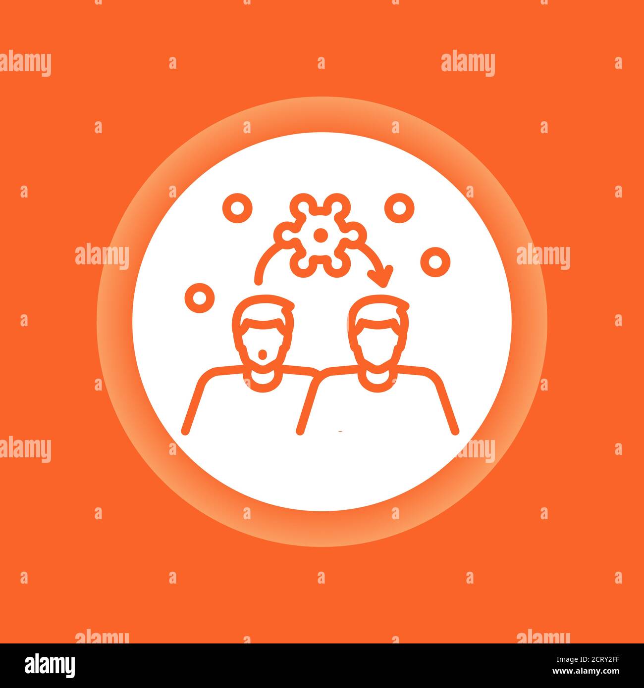 Spread of coronavirus color button. Respiratory transmitted icon. Pandemic COVID-19. Pictogram for web page, mobile app, promo. Editable stroke. Stock Vector