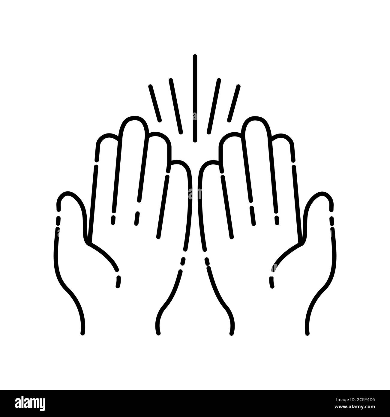 Praying hands black line icon. Prayer to god with faith and hope. Pictogram for web page, mobile app, promo. UI UX GUI design element. Editable stroke Stock Vector