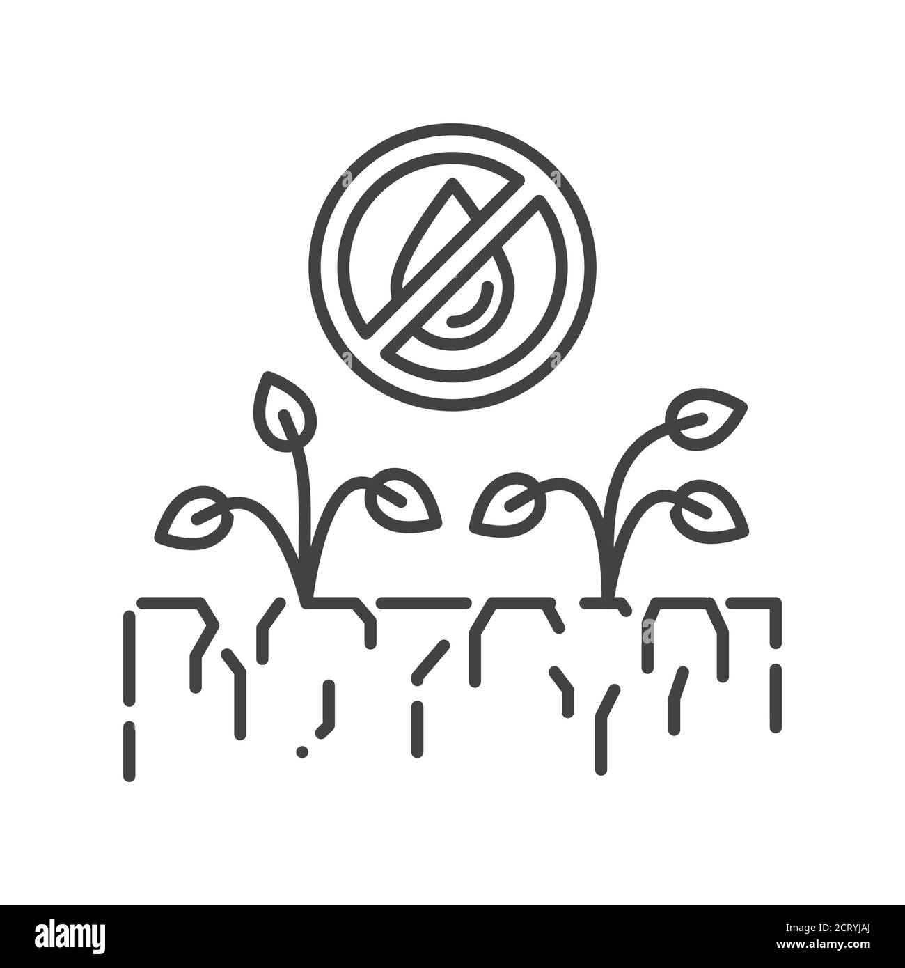 Drought land black line icon. Global warming. Environmental problems. Sign for web page, app. UI UX GUI design element. Editable stroke Stock Vector