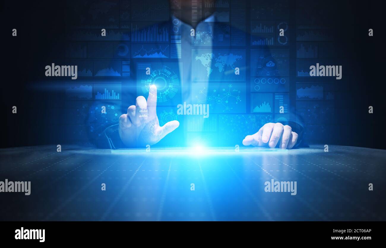 Applications icons on virtual screen, technology, development ...