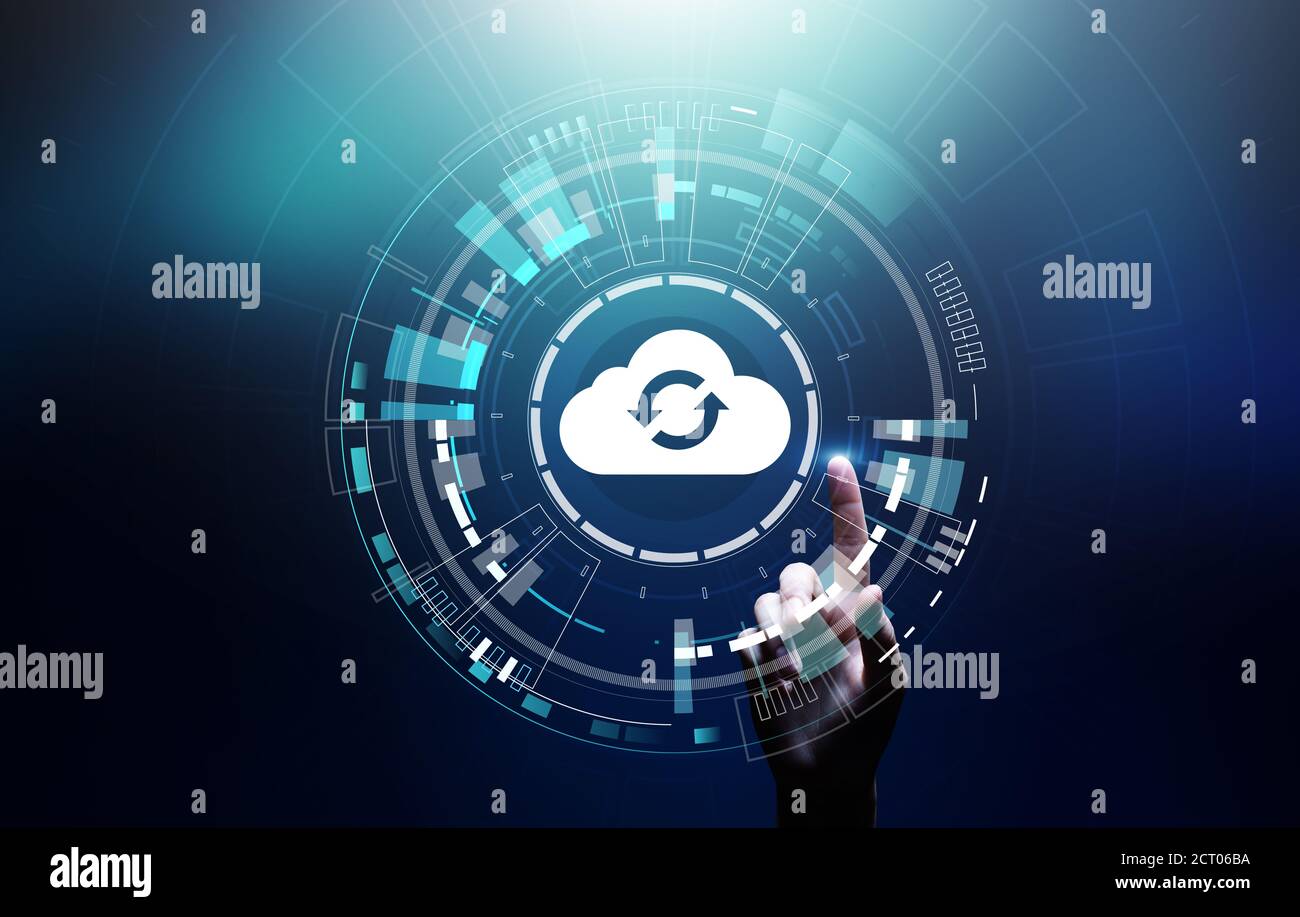 Cloud technology computing and data storage concept on virtual screen ...