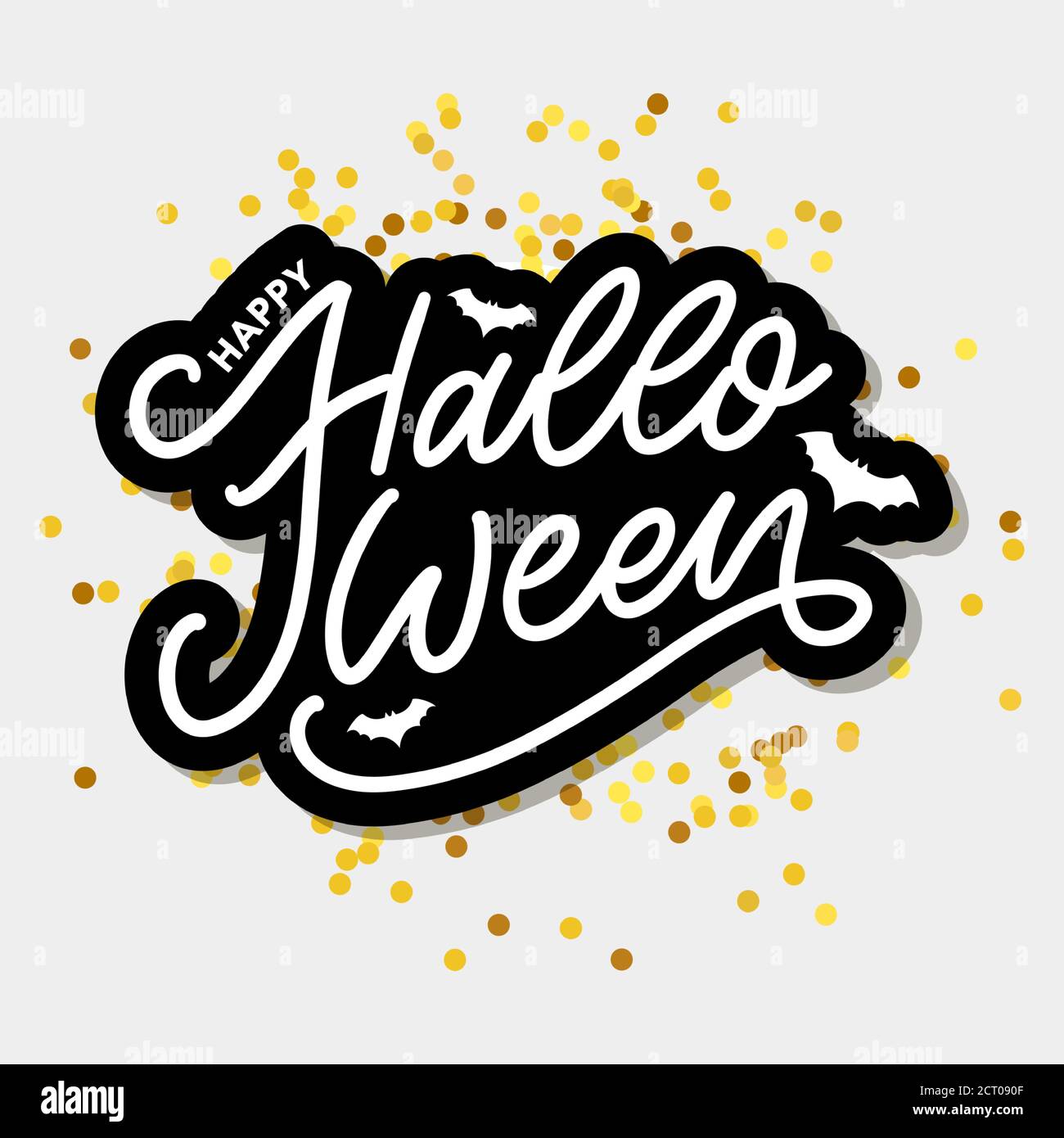 Halloween lettering greeting card calligraphy text brush black vector ...
