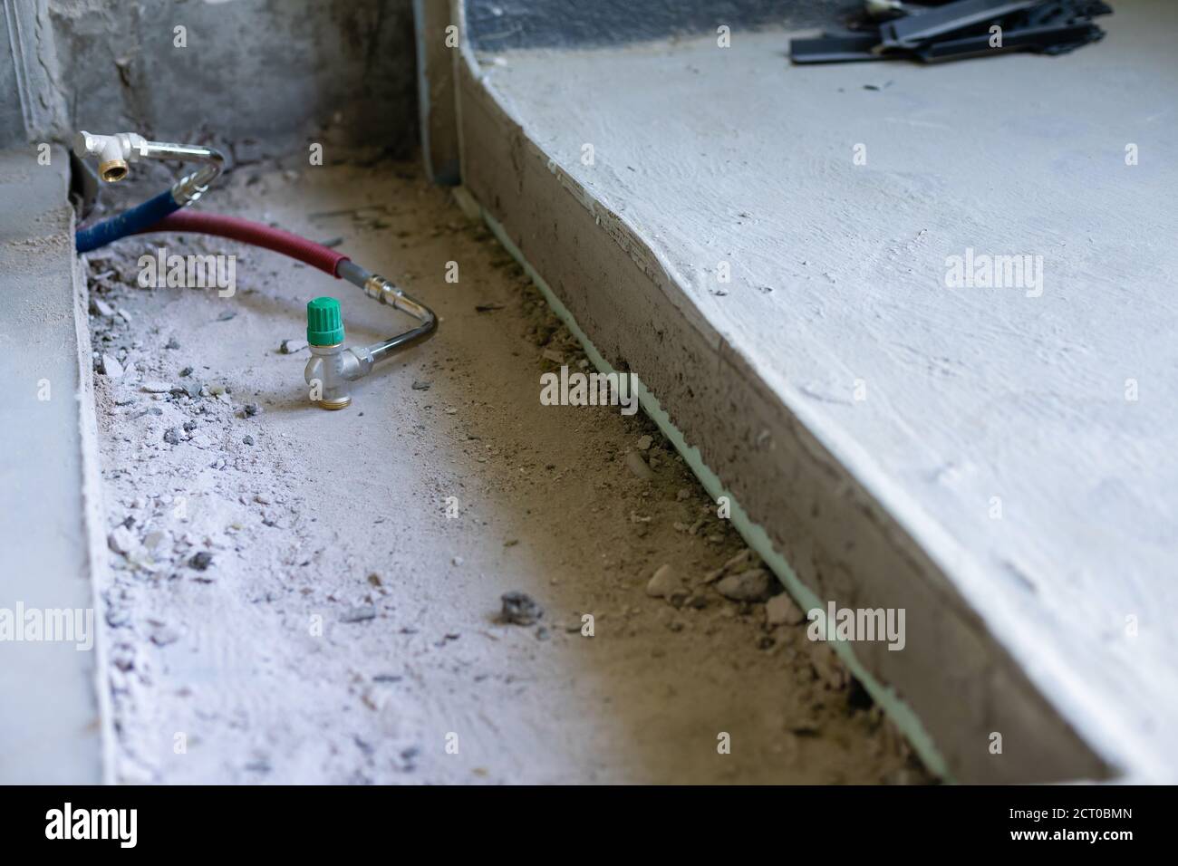 grooves in the concrete floor in the apartment Stock Photo Alamy