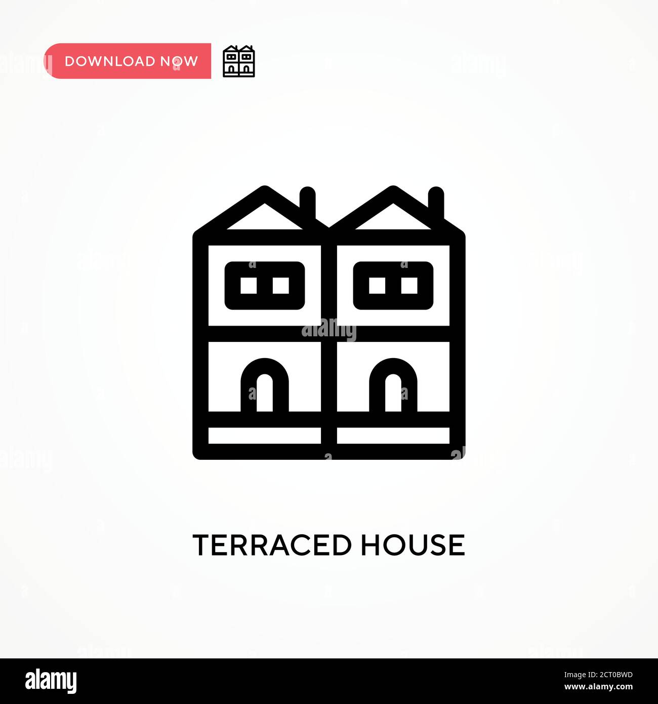 Terraced house Simple vector icon. Modern, simple flat vector illustration for web site or mobile app Stock Vector