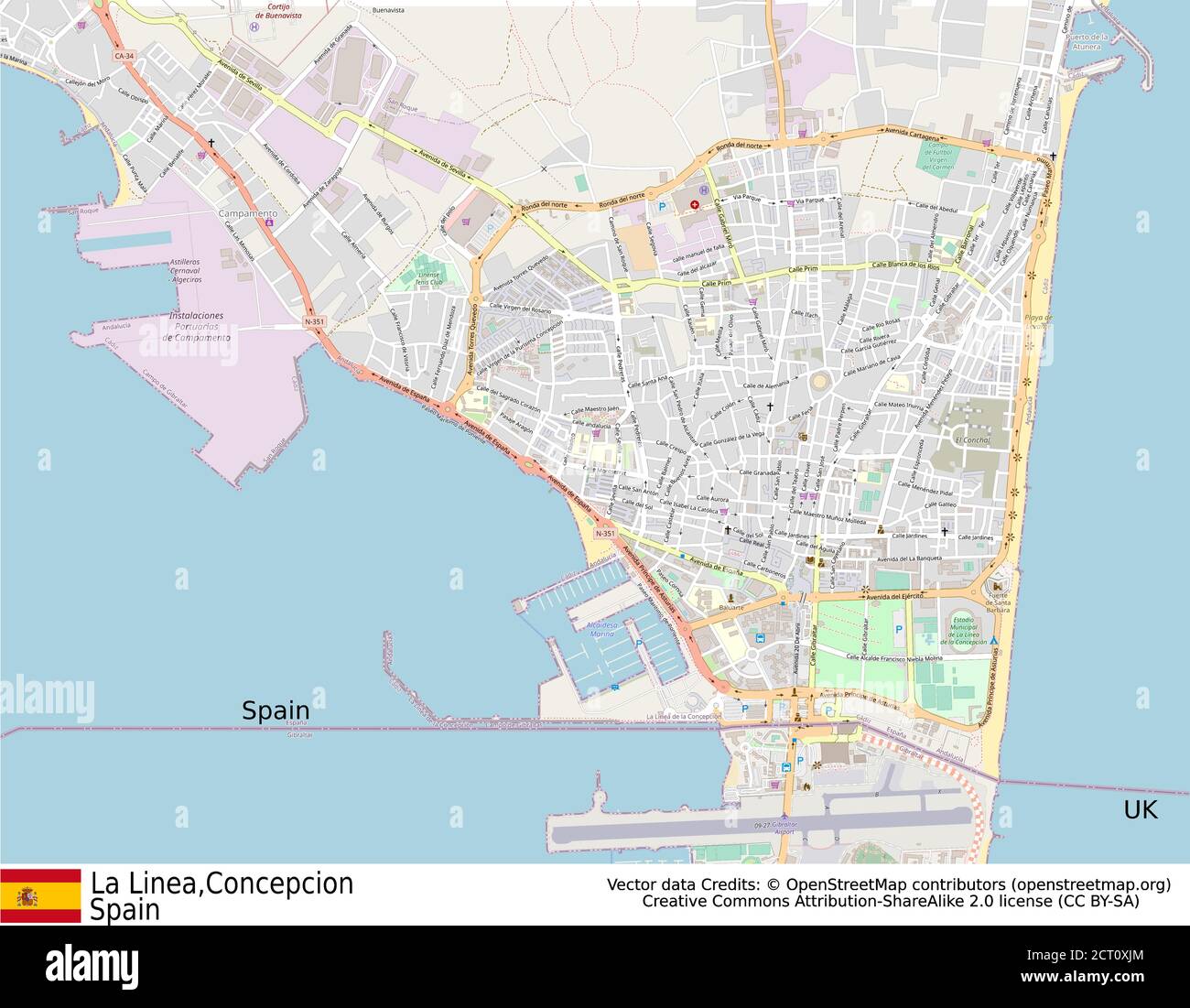 La Linea Spain Map La Concepcion,Gibraltar (La Linea)Spain Stock Vector Image & Art - Alamy