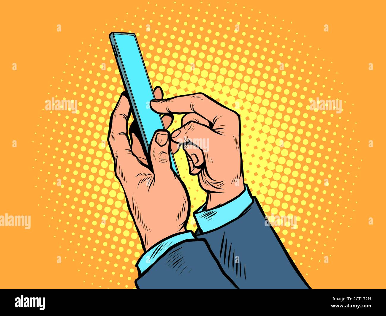 Men hands with a smartphone. Business Internet communication Stock Vector
