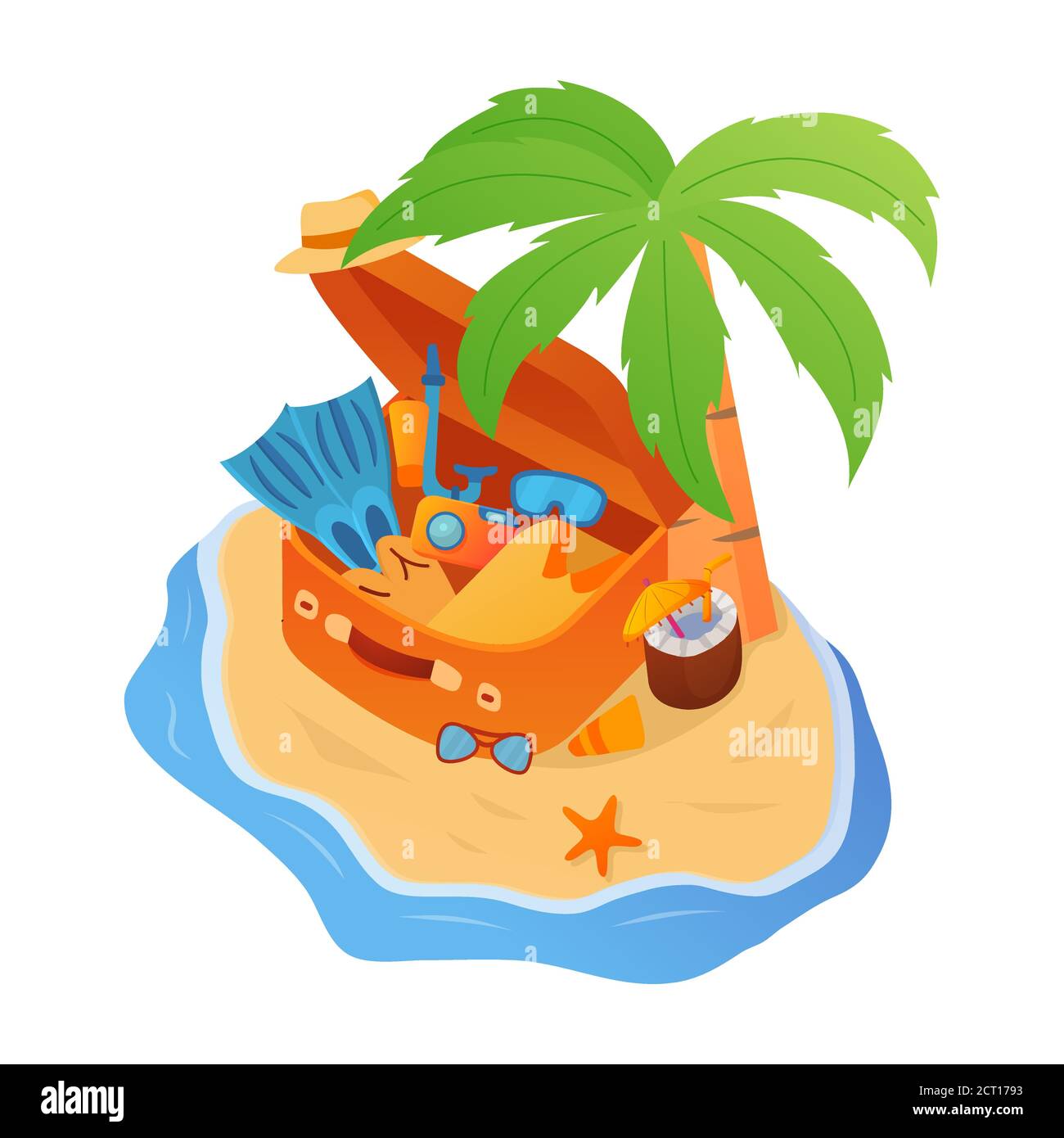 Tropical island with palm trees. Sandy beach and sea Stock Vector Image 